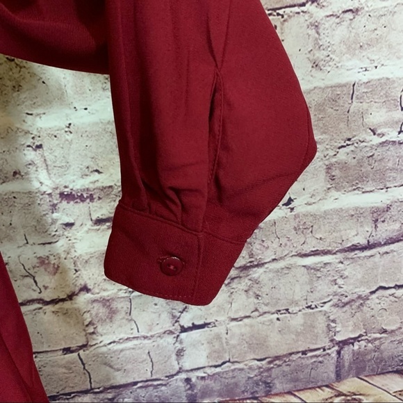 Kut from the Kloth Burgundy Wrap Long Sleeve Blouse - Picture 7 of 14